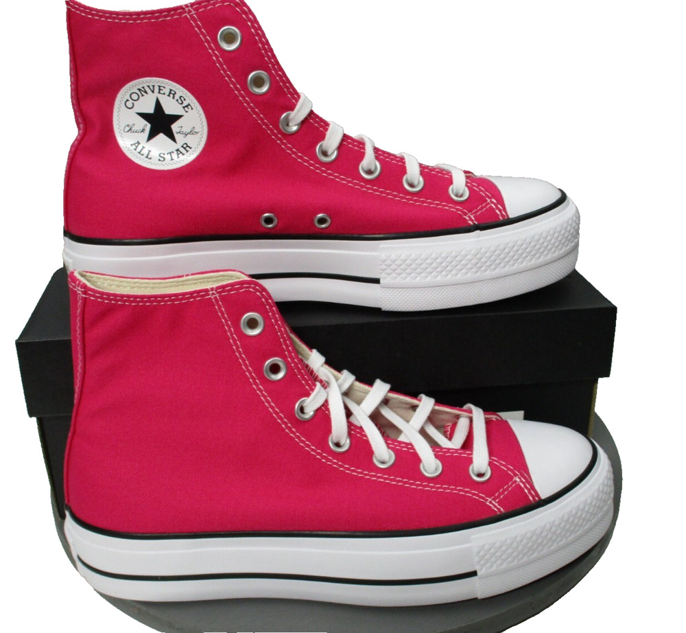 Converse All Star CTAS Lift Hi Pink White Platform Shoes Womens Sz 8.5